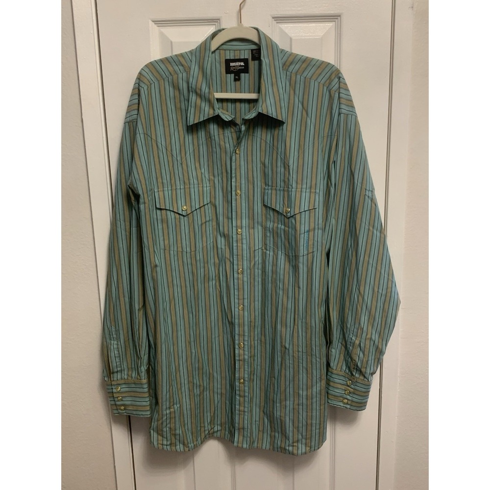 Resistol Rodeo Gear LS Pearl Snap Multicolor Western Button Down Mens Shirt XL